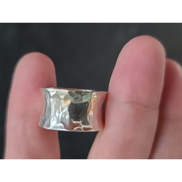 925 Sterling Hammered Silver Band Ring, Size US 8 Vintage - Picture 3 of 10